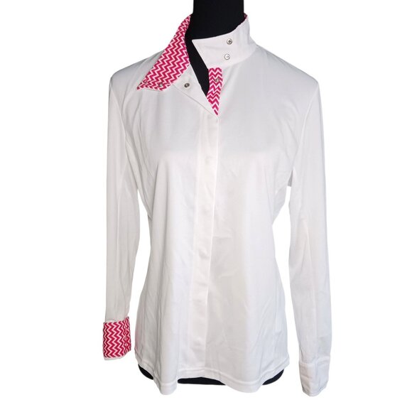 Dublin Tops - Dublin White Equestrian Competition Show Shirt English Riding Snap Front Sz XL